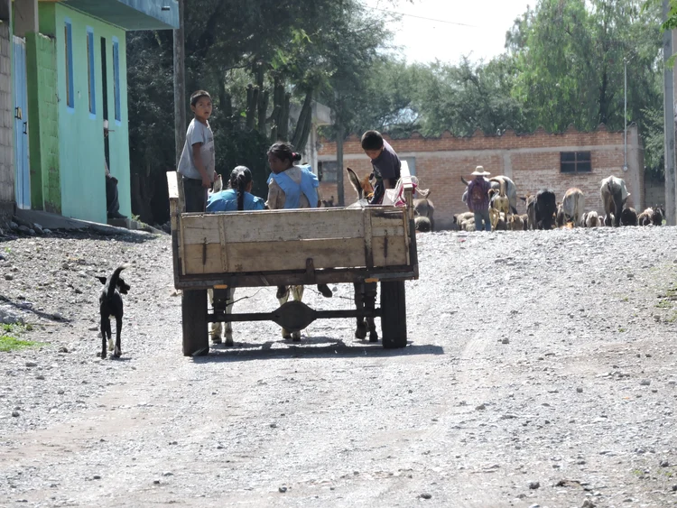 Personas en un carretón